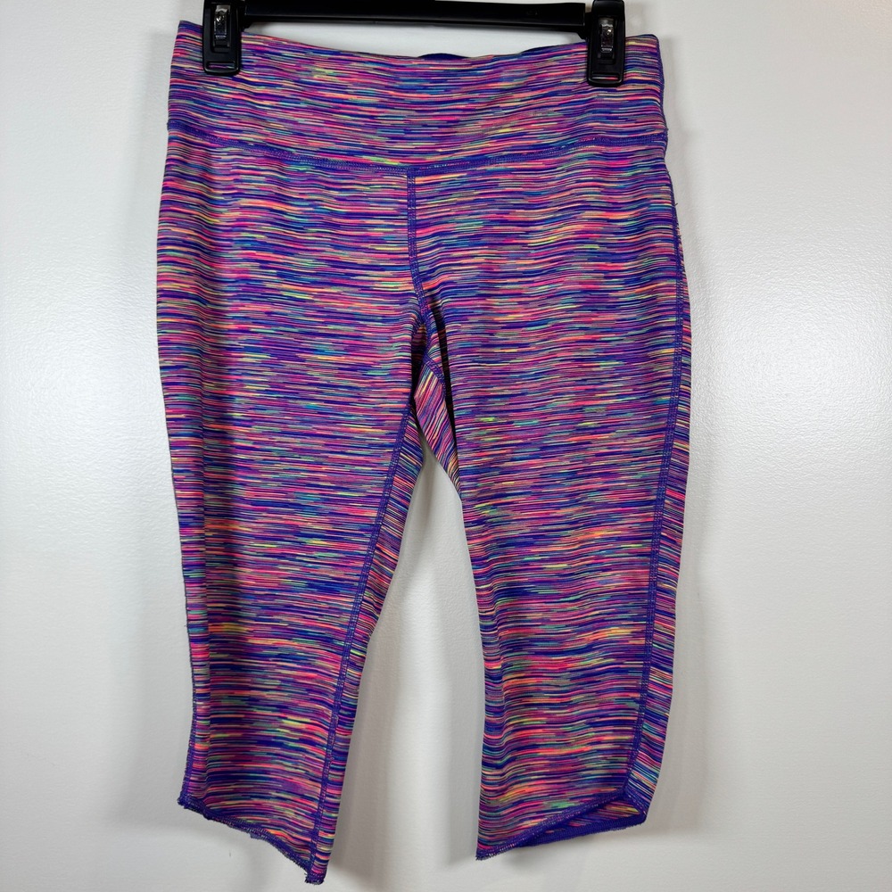 Ideology Womens M Space Dye Multicolor Capri Leggings Yoga Workout Pants Gym